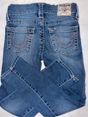 True Religion Girls Halle Mid Rise Super Skinny Blue Denim Jeans